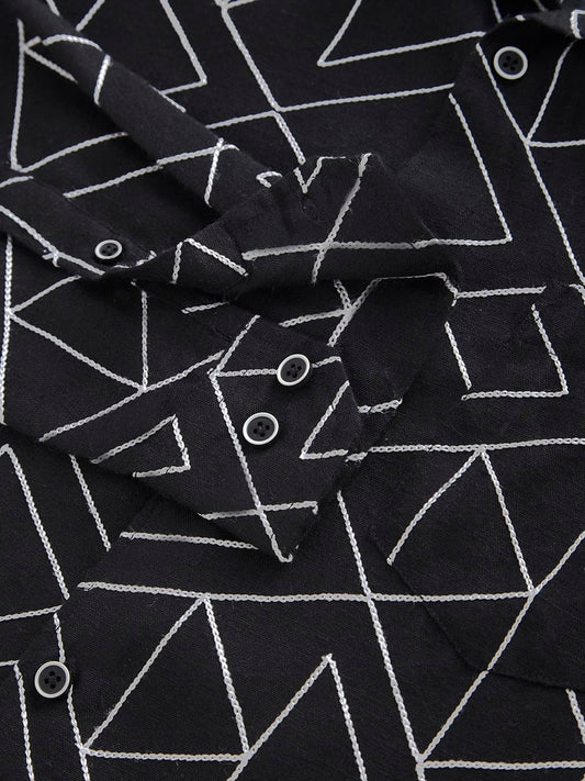 Black Triangle Intricate Embroidered Shirt