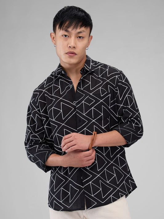 Black Triangle Intricate Embroidered Shirt