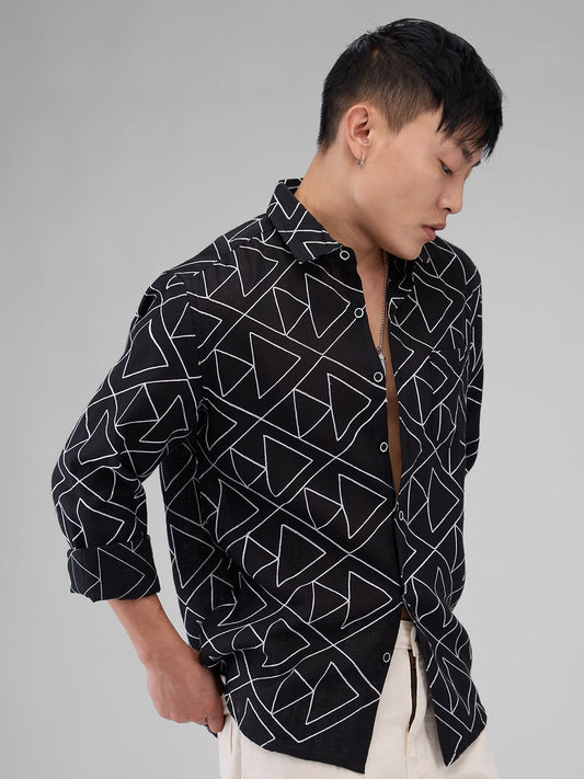 Black Triangle Intricate Embroidered Shirt