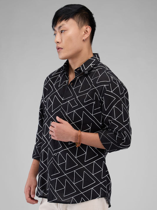 Black Triangle Intricate Embroidered Shirt
