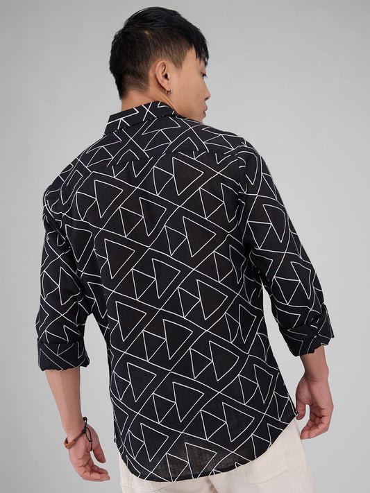 Black Triangle Intricate Embroidered Shirt