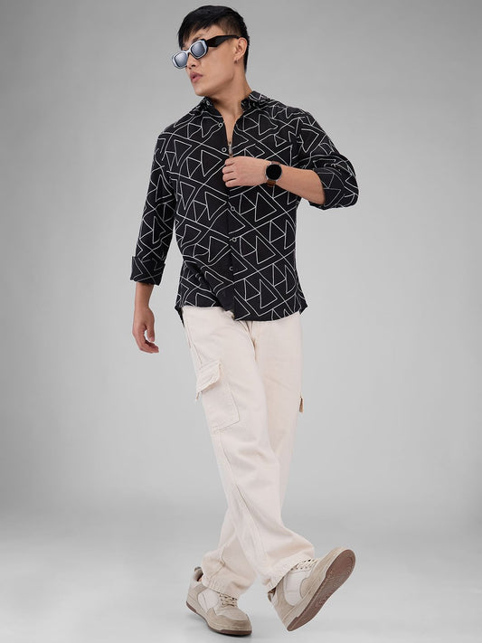 Black Triangle Intricate Embroidered Shirt