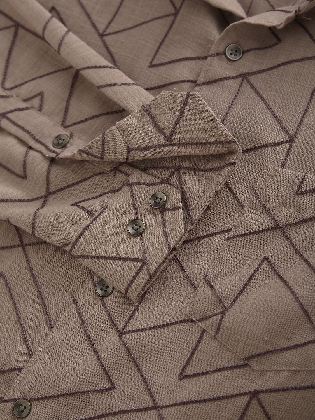 Trigon Embroidered Beige Shirt