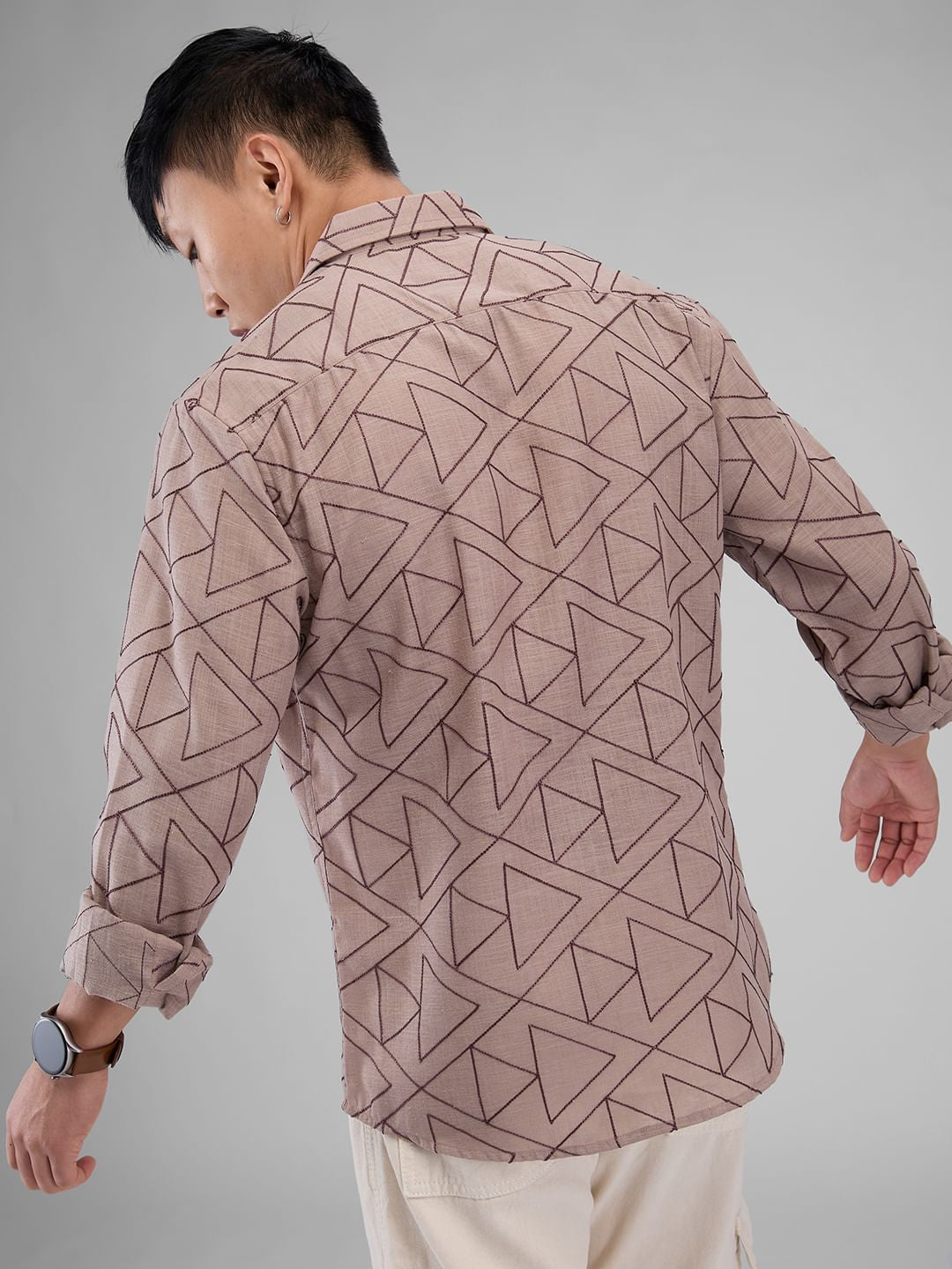 Trigon Embroidered Beige Shirt