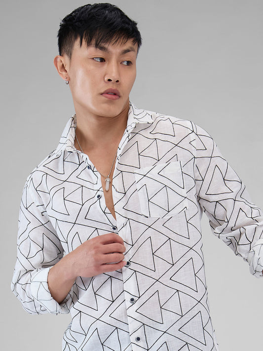 Trigon Embroidered White Shirt