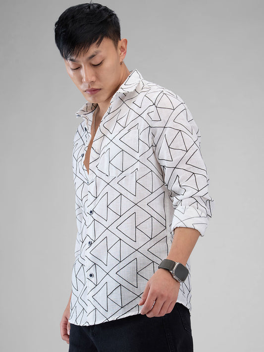 Trigon Embroidered White Shirt