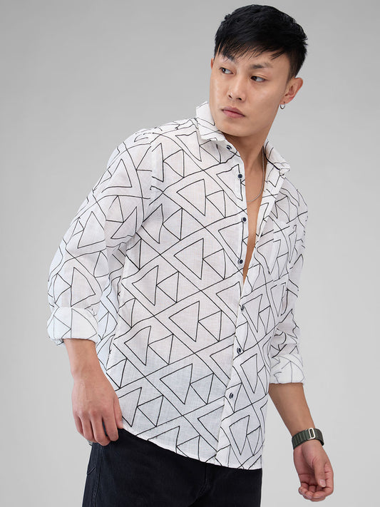 Trigon Embroidered White Shirt