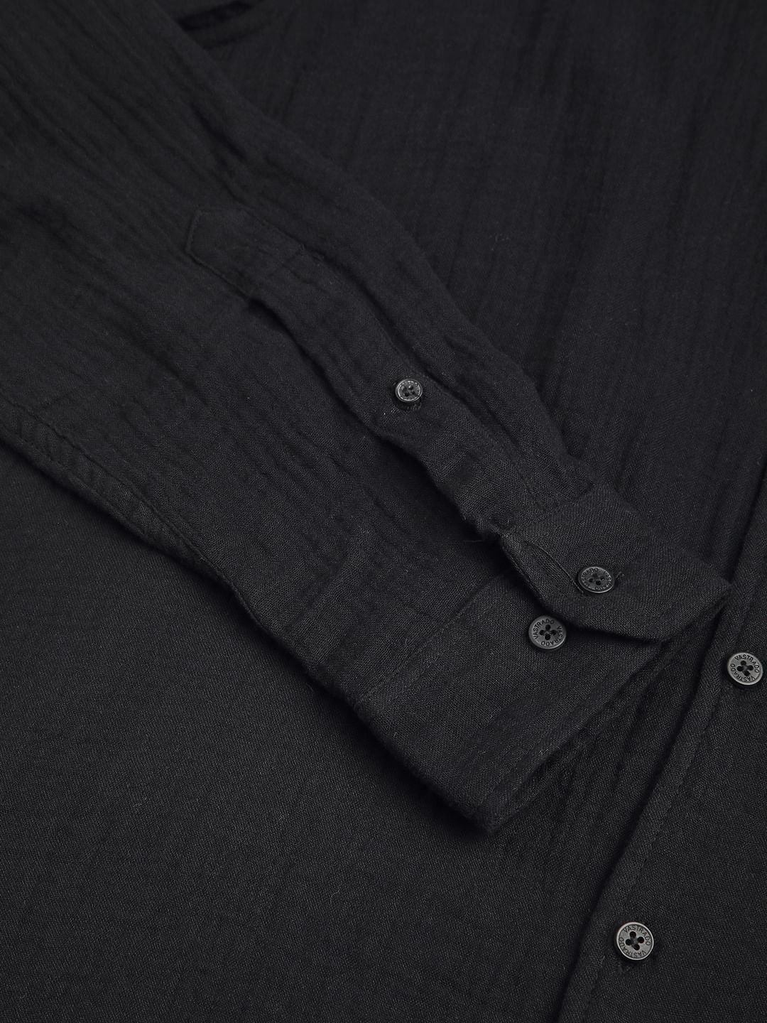 Classic Black Double Cloth Crinkled Shirt