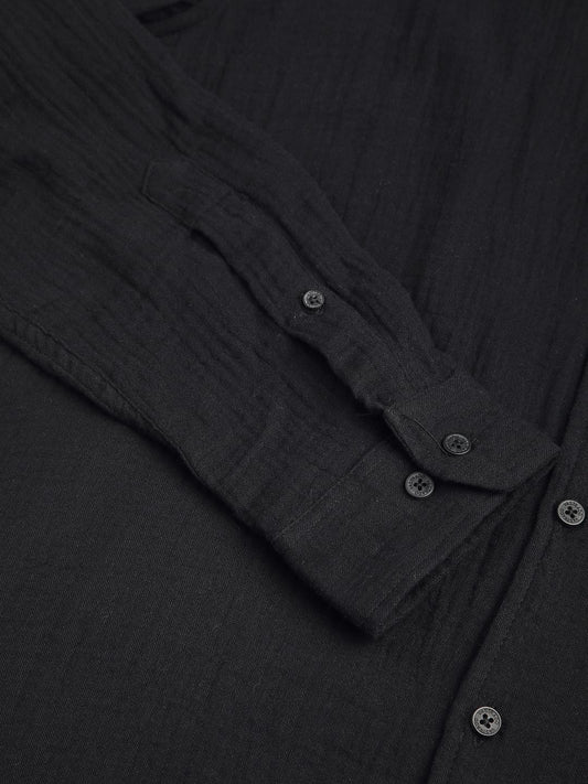 Classic Black Double Cloth Crinkled Shirt
