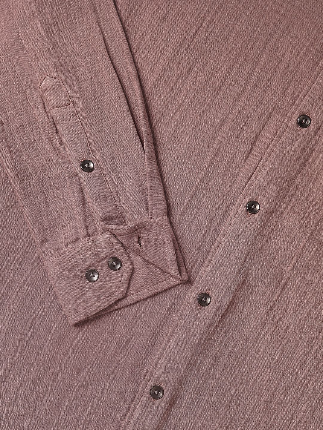 Pantone Beige Double Cloth Crinkled Shirt