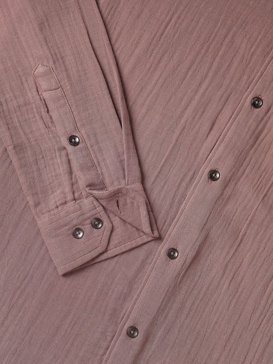 Pantone Beige Double Cloth Crinkled Shirt