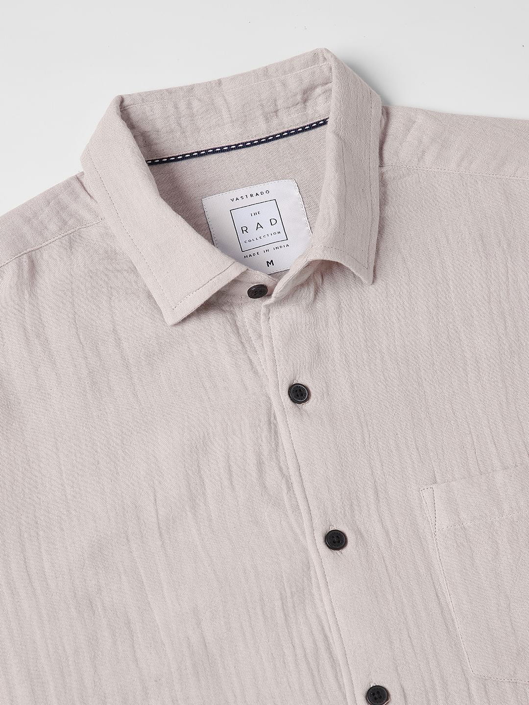 Stonish Beige Double Cloth Crinkled Shirt