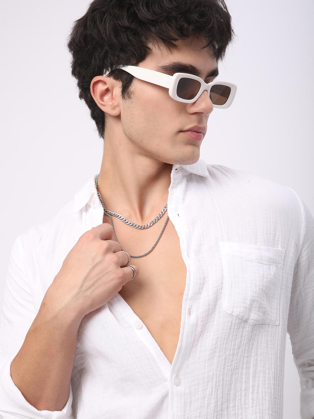 Timeless White Double Cloth Crinkled Shirt