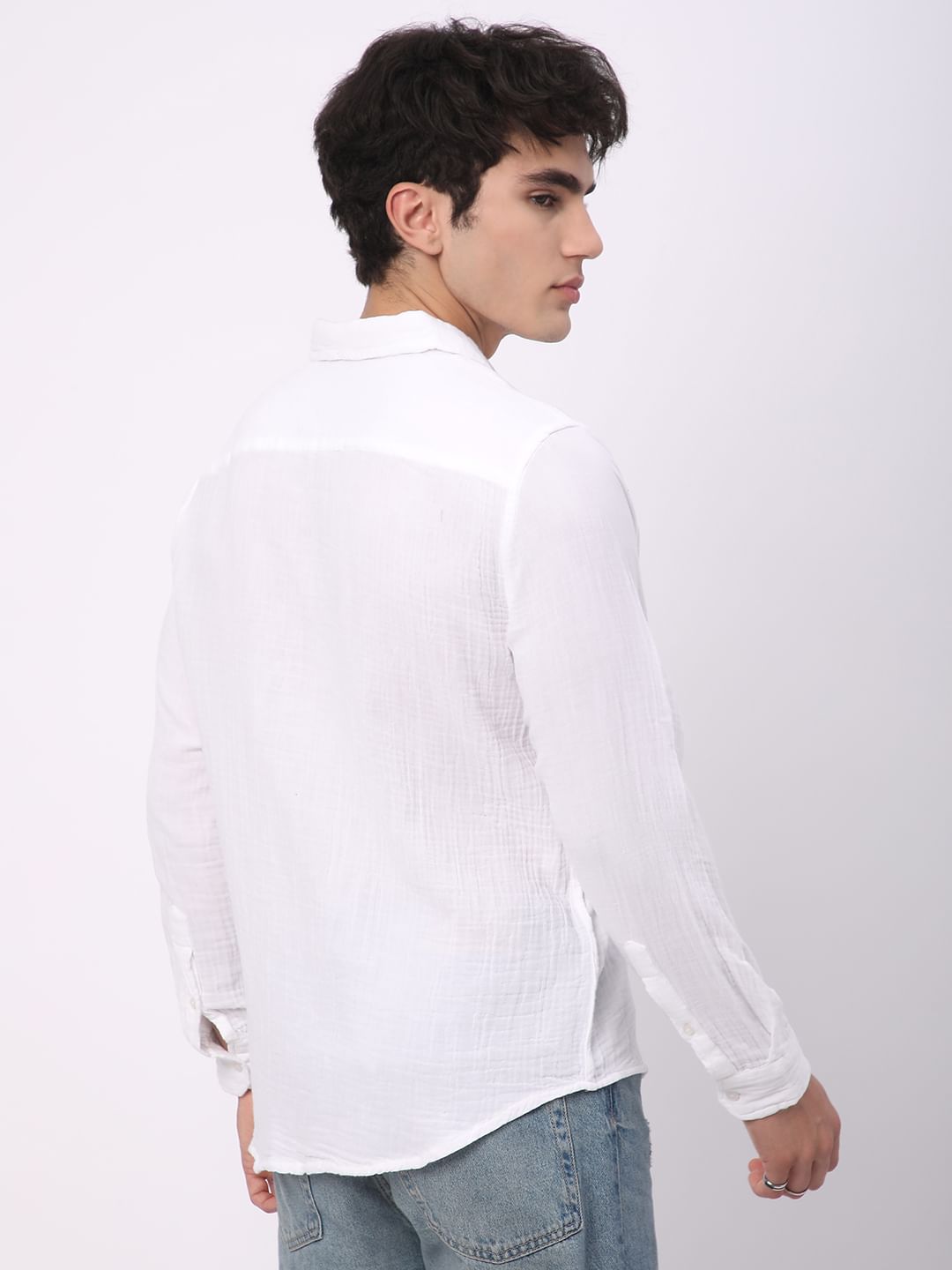 Timeless White Double Cloth Crinkled Shirt