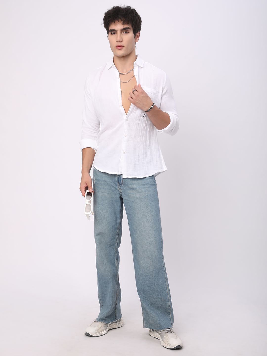 Timeless White Double Cloth Crinkled Shirt