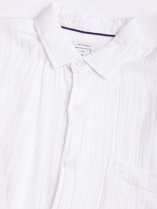 Timeless White Double Cloth Crinkled Shirt