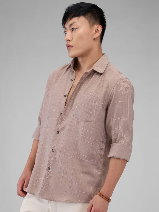 Chilean Pink Intricate Embroidered Shirt