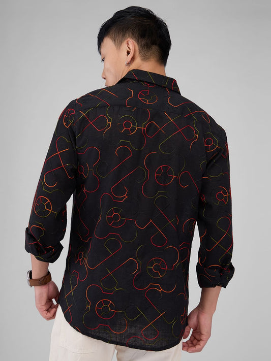 Ablaze Embroidered Black Shirt