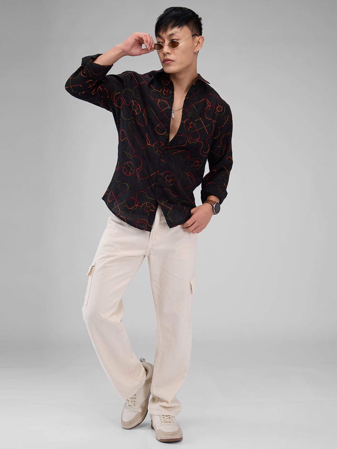 Ablaze Embroidered Black Shirt