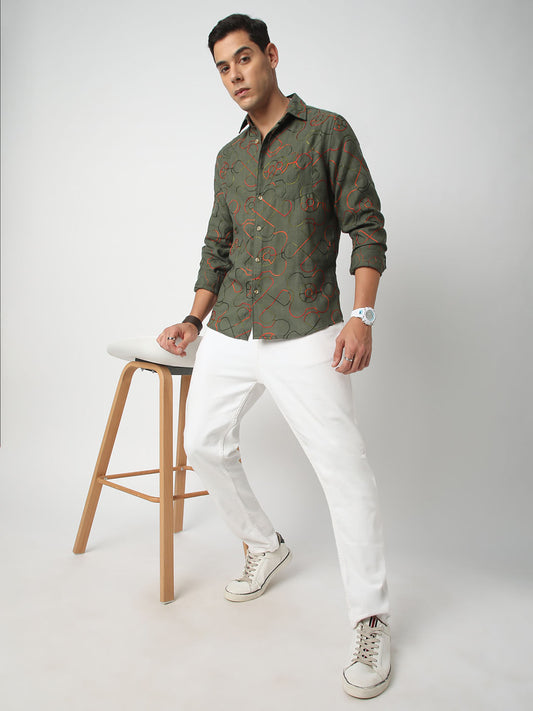 Vibrant Pine Green Embroidered Shirt