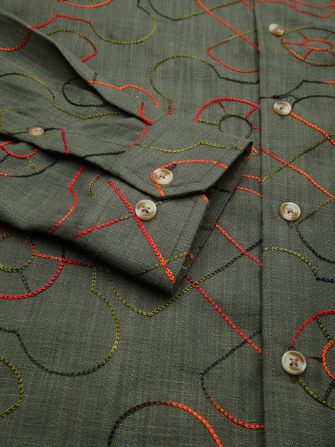 Vibrant Pine Green Embroidered Shirt