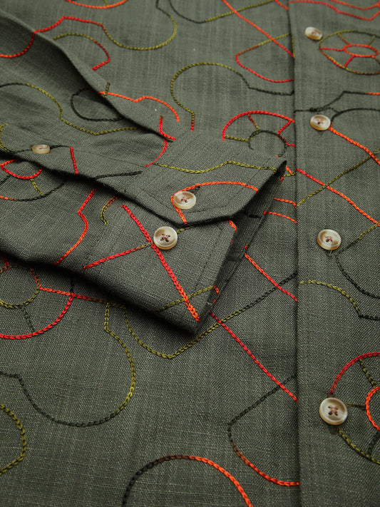 Vibrant Pine Green Embroidered Shirt