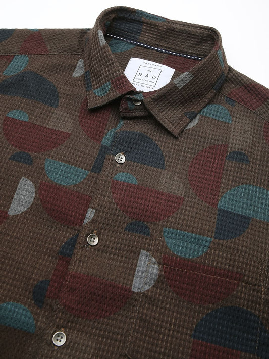 Eccentric Brown Waffle Textured Shirt
