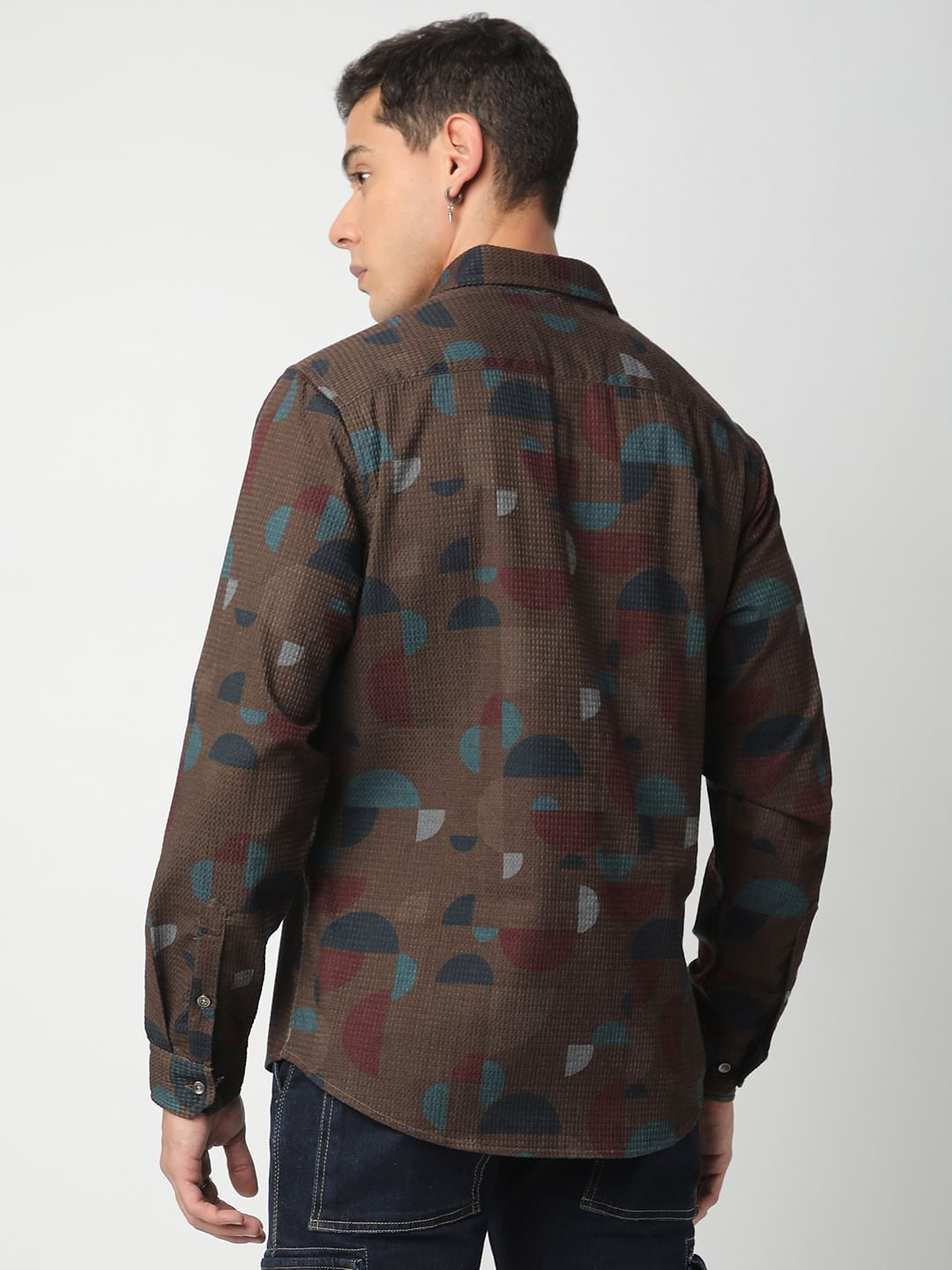 Eccentric Brown Waffle Textured Shirt