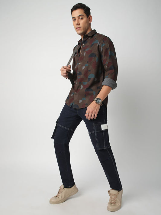 Eccentric Brown Waffle Textured Shirt