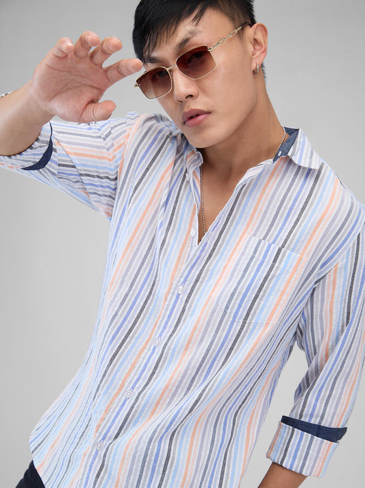 Multicolour Roman Striped Seersucker Shirt