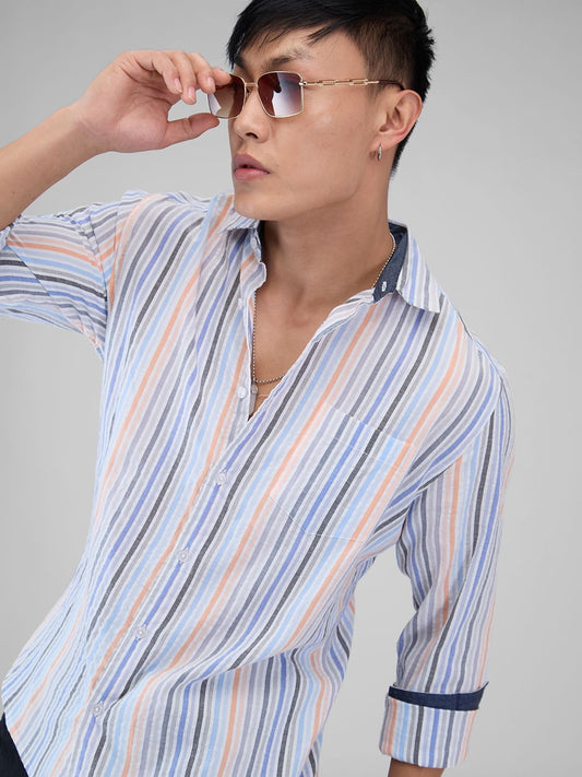 Multicolour Roman Striped Seersucker Shirt