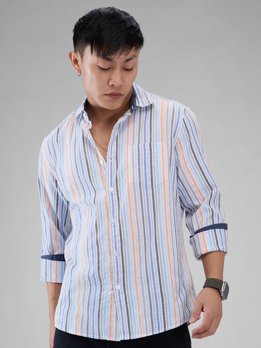 Multicolour Roman Striped Seersucker Shirt