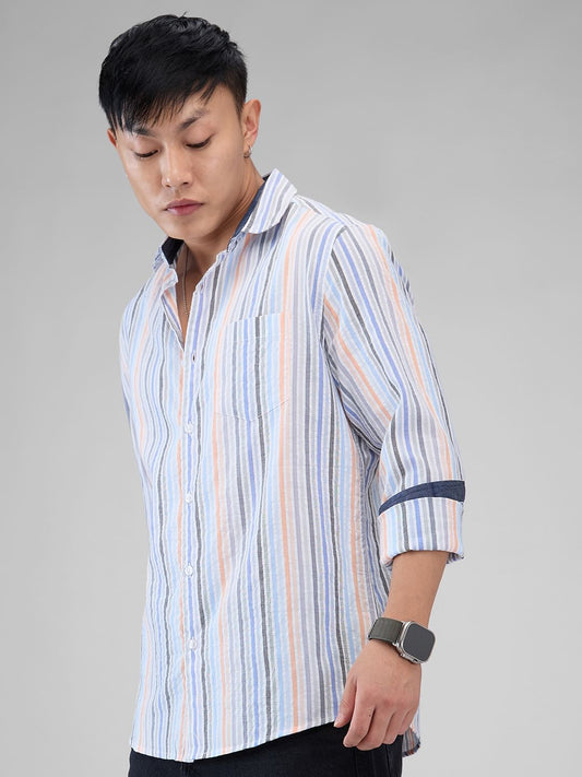 Multicolour Roman Striped Seersucker Shirt