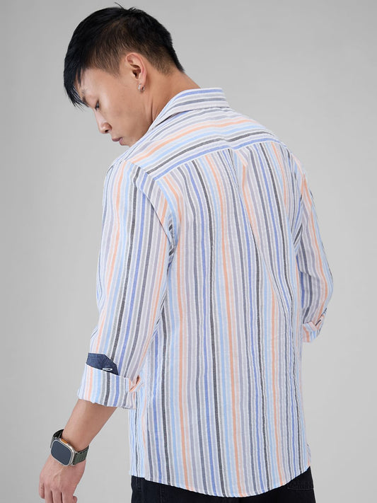 Multicolour Roman Striped Seersucker Shirt