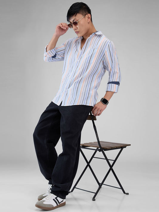 Multicolour Roman Striped Seersucker Shirt