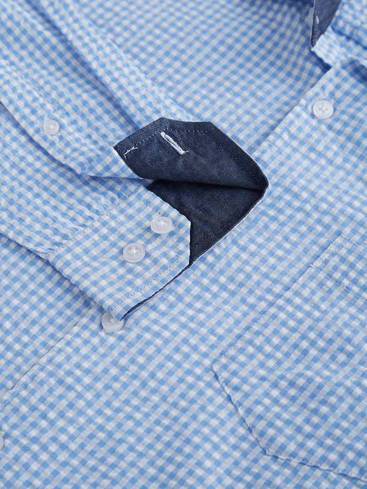Tiny Blue Checkered Seersucker Shirt