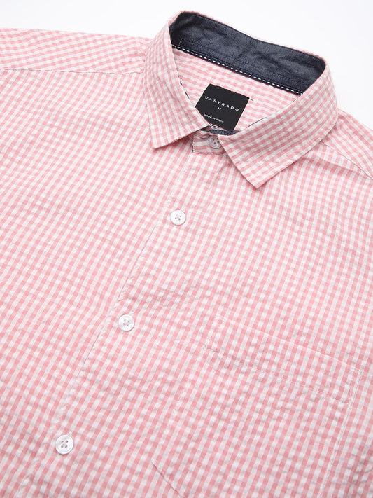 Tiny Checkered Pink Seersucker Shirt