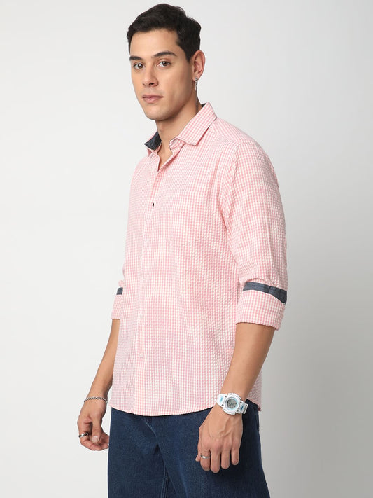 Tiny Checkered Pink Seersucker Shirt