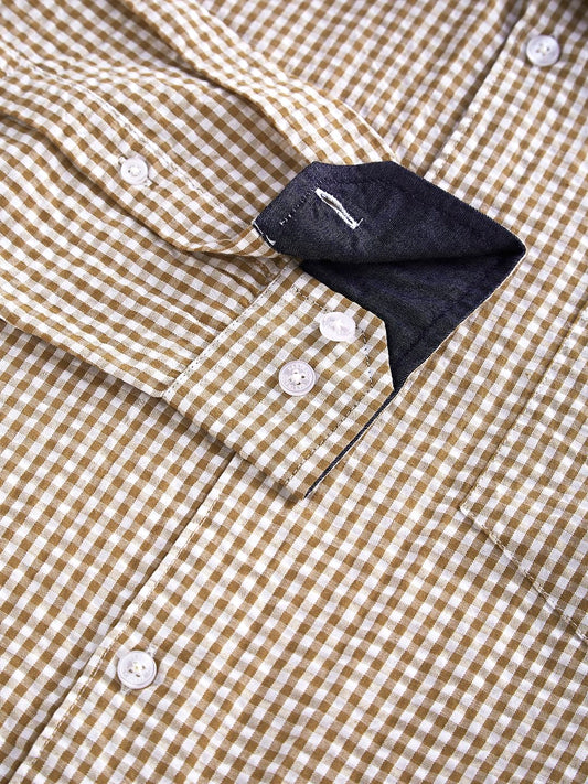 Tiny Tan Checkered Seersucker Shirt