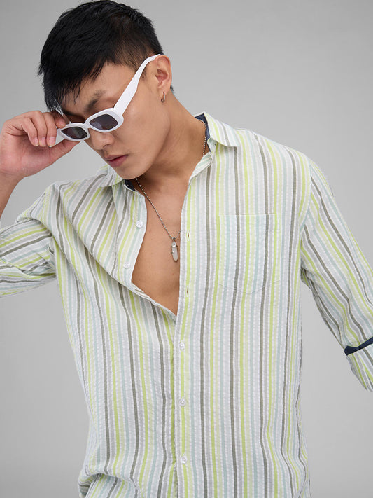 Multicolour Striped Seersucker Shirt