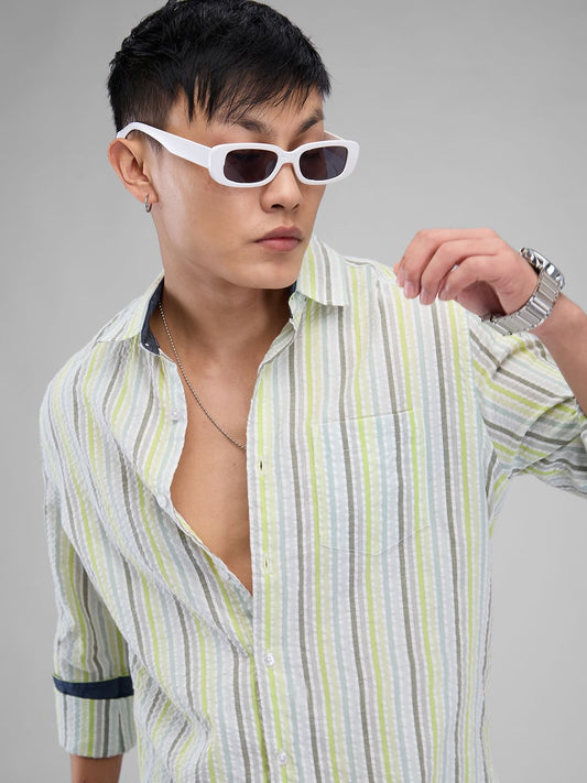 Multicolour Striped Seersucker Shirt