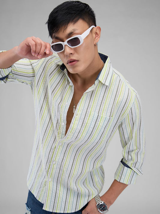 Multicolour Striped Seersucker Shirt