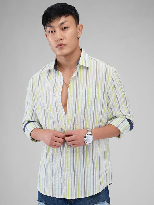 Multicolour Striped Seersucker Shirt