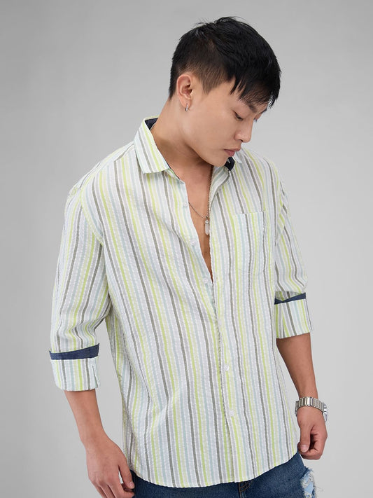Multicolour Striped Seersucker Shirt