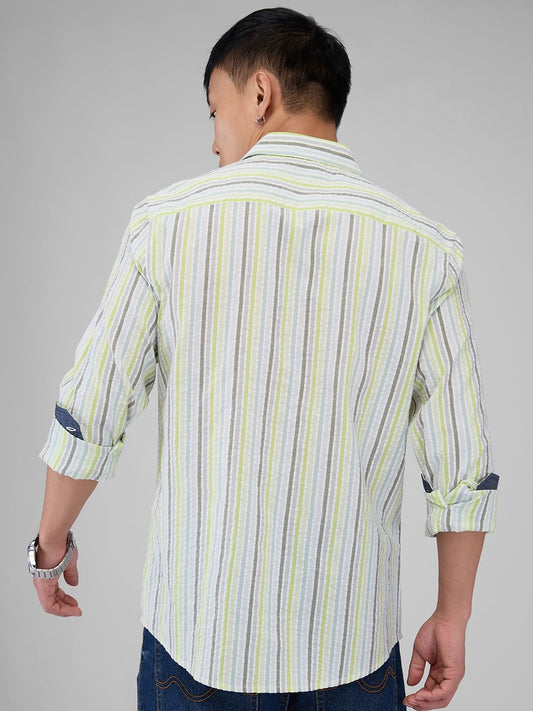 Multicolour Striped Seersucker Shirt