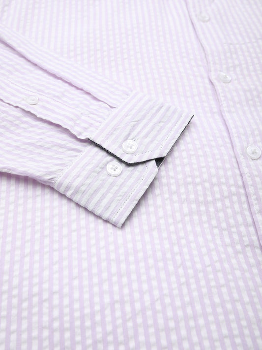 Lavender Striped Seersucker Shirt
