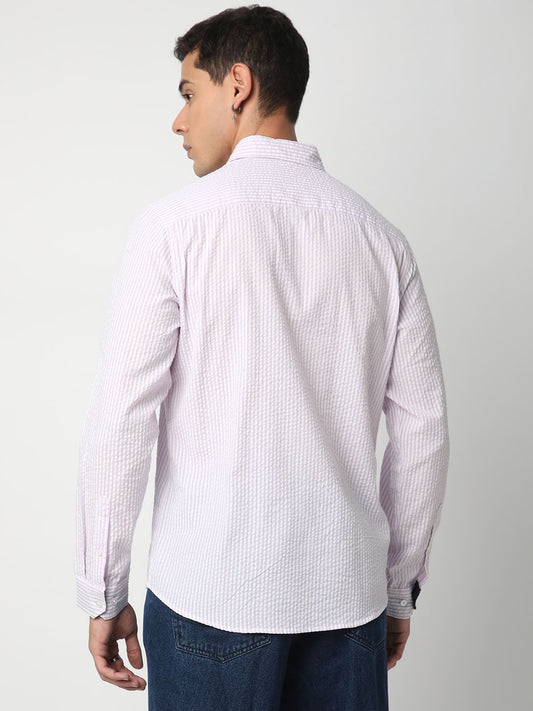 Lavender Striped Seersucker Shirt