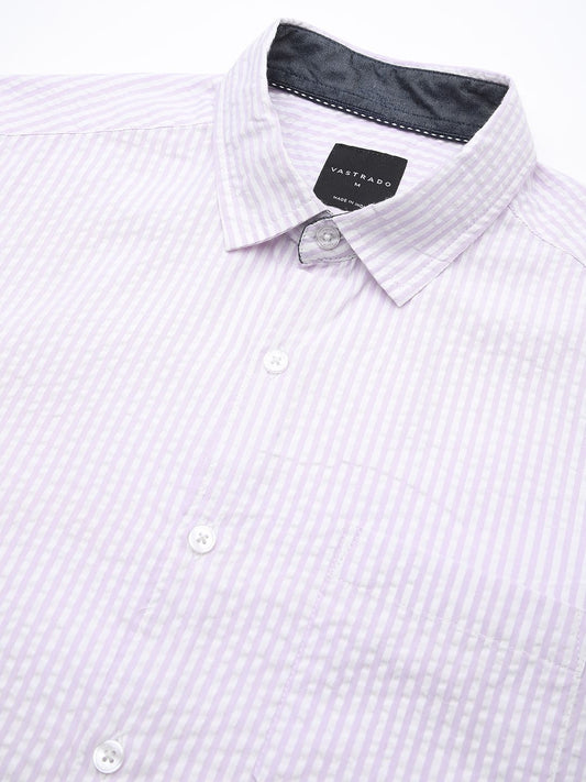 Lavender Striped Seersucker Shirt