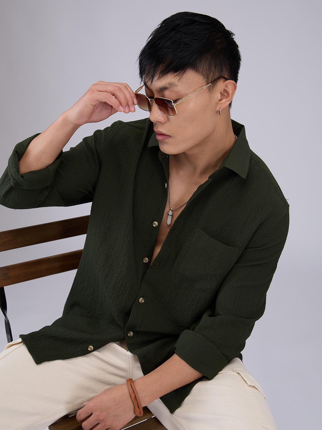 Classic Olive Creased Shirt