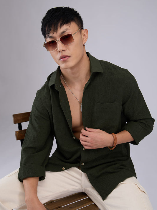Classic Olive Creased Shirt